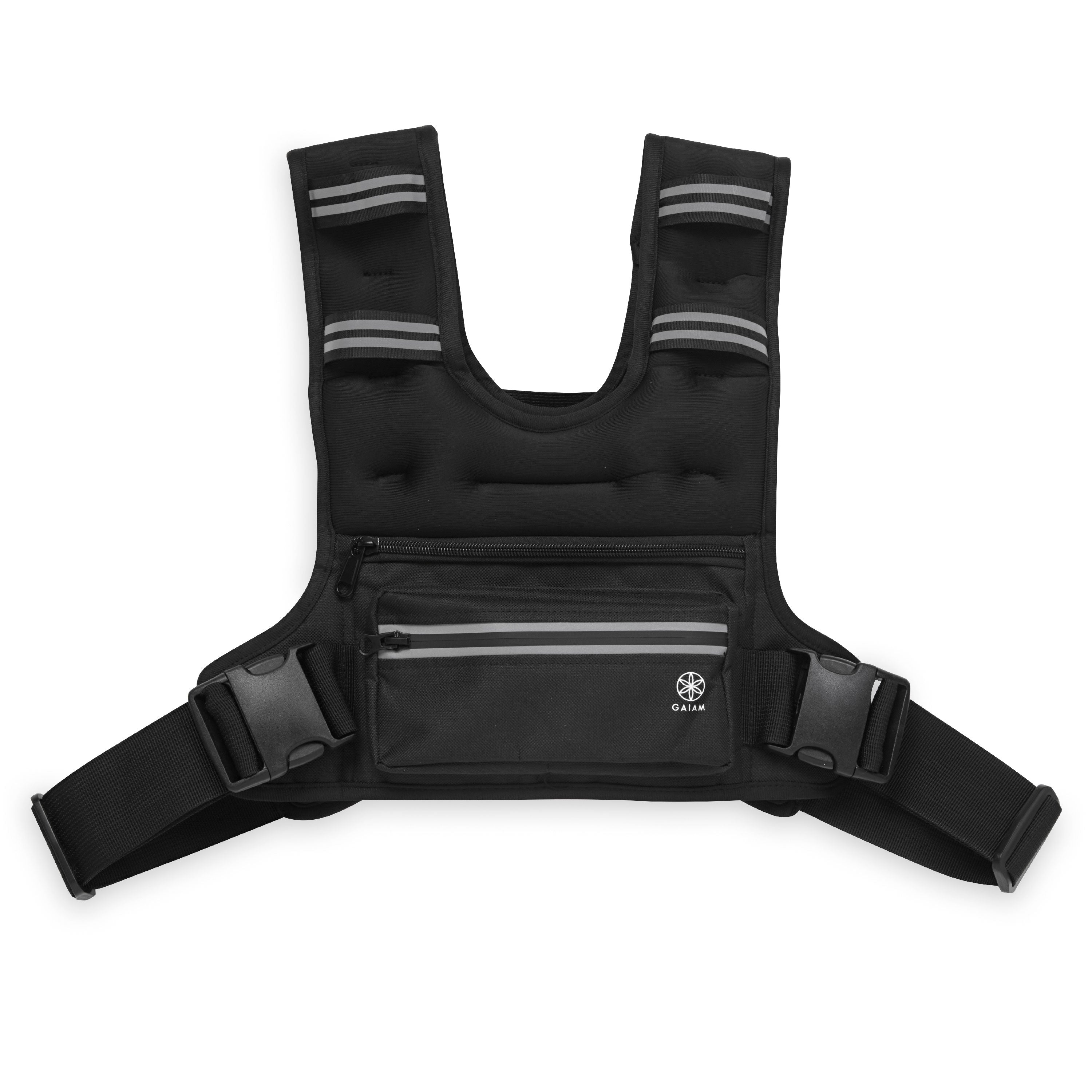 Black weight vest with gray straps on a white background