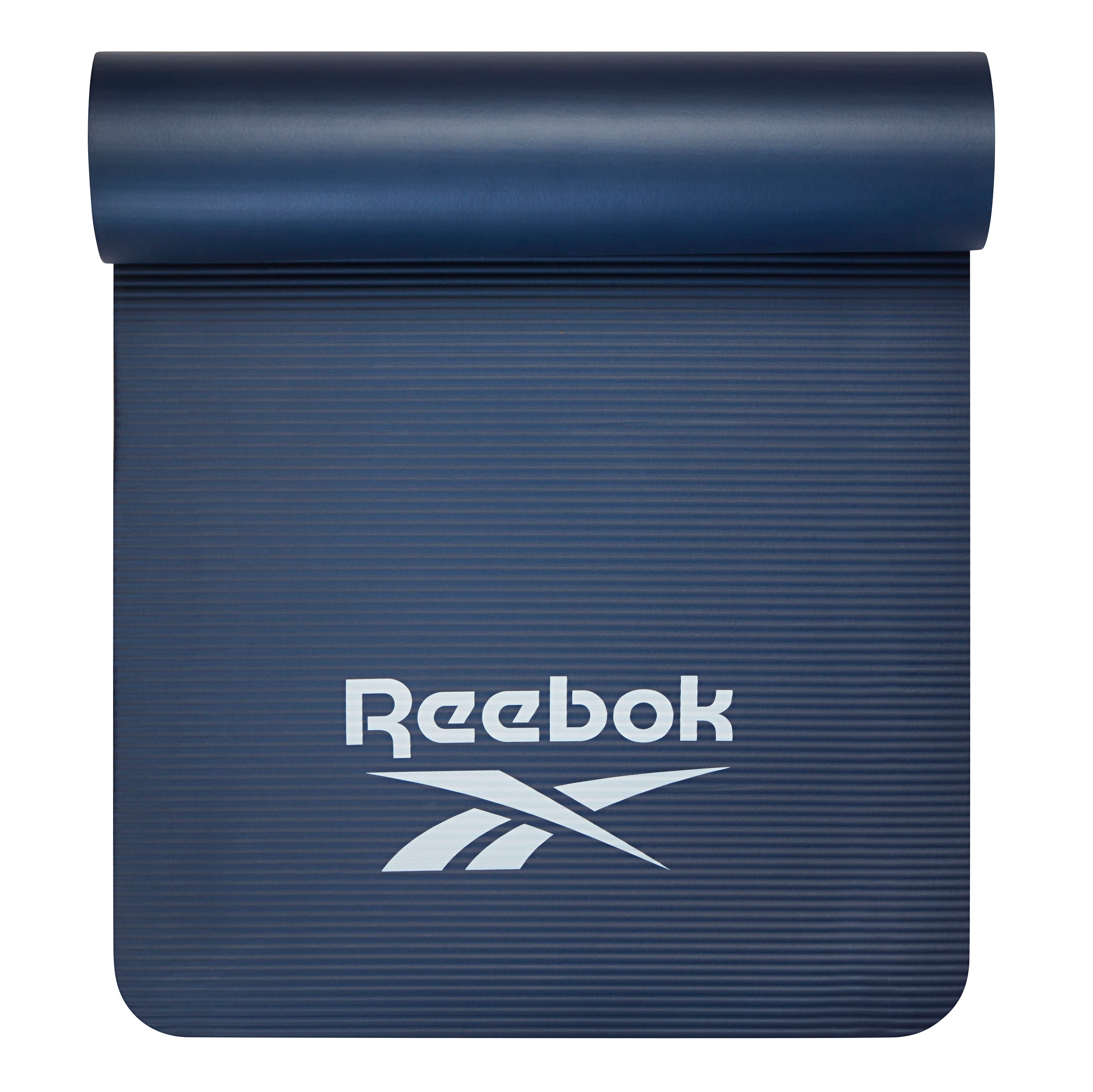 Reebok 10mm Fitness Mat Navy top rolled