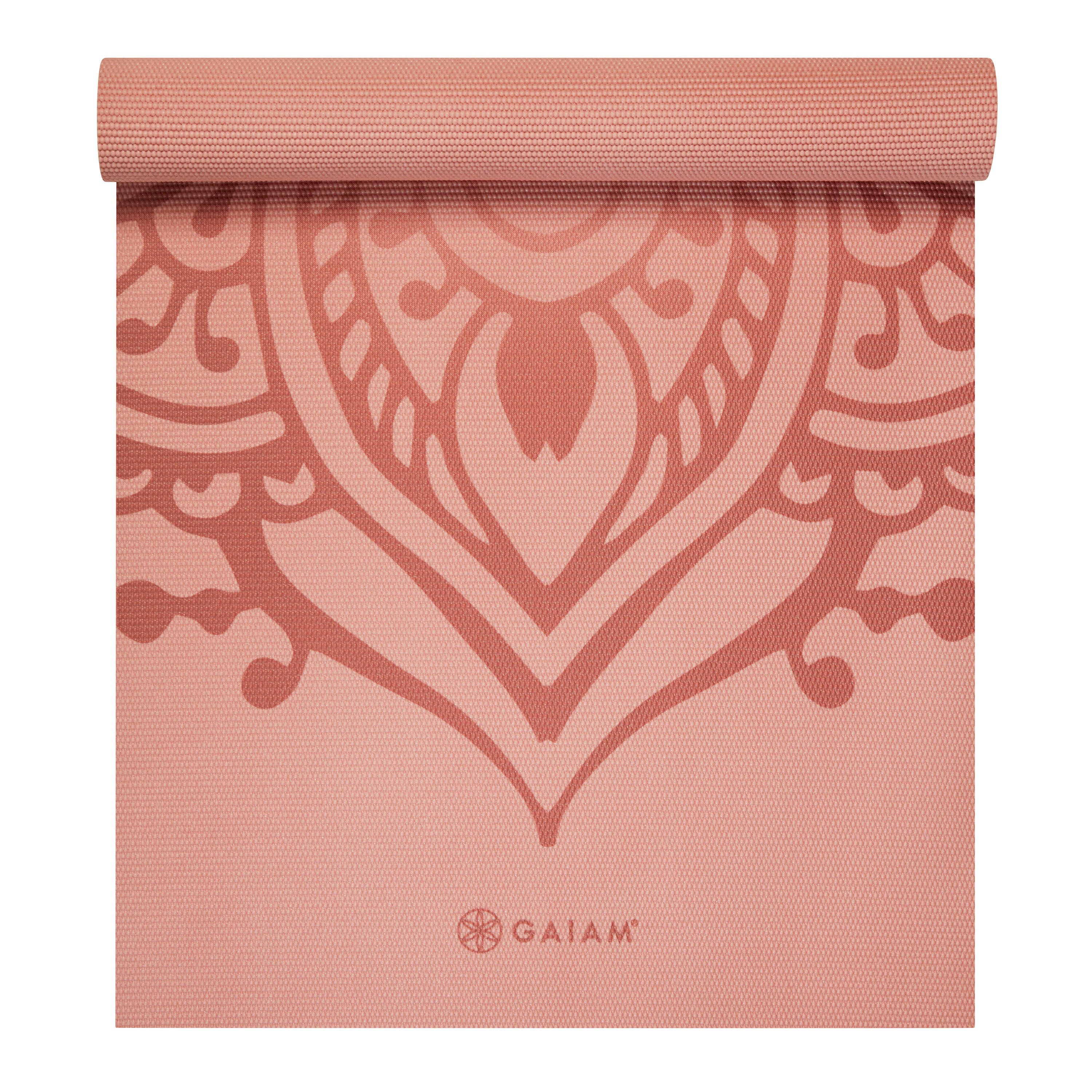 Gaiam Sundial Yoga Mat (5mm) Cantaloupe Sundial top rolled